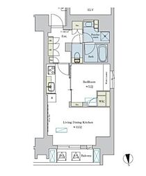 Brillia ist 浅草 1DKの間取図画像