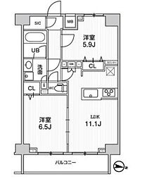 ジェノヴィア三ノ輪スカイガーデン 2LDKの間取図画像