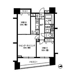 パークキューブ浅草田原町 2LDKの間取図画像