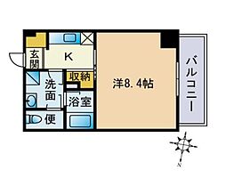 ParkBear業平 1Kの間取図画像