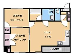 ふじコーポ 2LDKの間取図画像