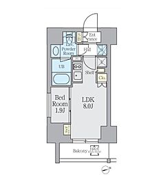 CRESTCOURTUENO 1LDKの間取図画像