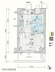 メインステージ押上3 1Kの間取図画像