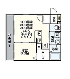 名鉄名古屋本線 桜駅 徒歩2分の賃貸アパート 1階1LDKの間取り