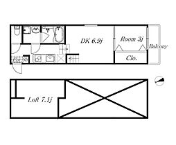 名古屋市営名城線 堀田駅 徒歩7分の賃貸アパート 2階1DKの間取り