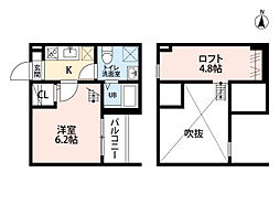 名古屋市営鶴舞線 鶴舞駅 徒歩13分の賃貸アパート 2階1Kの間取り