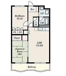 名鉄名古屋本線 呼続駅 徒歩2分の賃貸マンション 1階2LDKの間取り