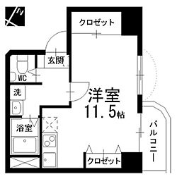アヴァンセテラス八事日赤 5階ワンルームの間取り