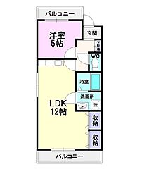 名古屋市営名城線 瑞穂運動場東駅 徒歩7分の賃貸マンション 2階1LDKの間取り