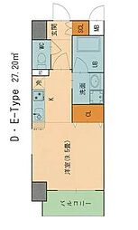 名古屋市営鶴舞線 御器所駅 徒歩5分の賃貸マンション 2階1Kの間取り