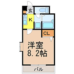 コンフォール加茂 1Kの間取図画像