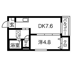 ヴィラアバーナ桜台 1DKの間取図画像