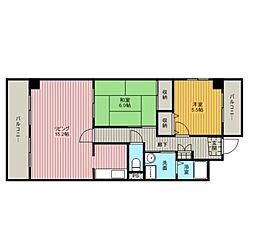 ラポール中江 2LDKの間取図画像