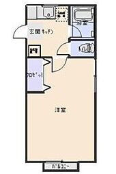 ベルデ表山 1Kの間取図画像
