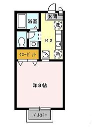 エトワール新瑞 1Kの間取図画像