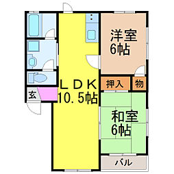 メゾン汐路 2LDKの間取図画像