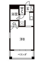 エタージュ 1Kの間取図画像