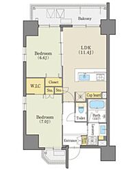 グランドゥール瑞穂通 2LDKの間取図画像