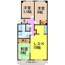 大藤ハイツ 3LDKの間取図画像