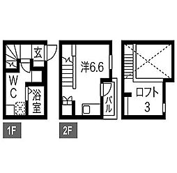 名古屋市営鶴舞線 川名駅 徒歩12分の賃貸アパート 1階1SKの間取り
