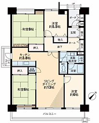 入船東エステート6号棟 4LDKの間取図画像