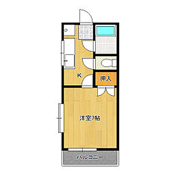 ハイツコバヤシ 2階1Kの間取り