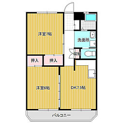 三の丸ロイヤルコーポ 2階2DKの間取り