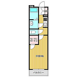 PRINCESS桜川 4階1Kの間取り