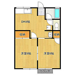 シティハイム　ザ・レイクス 1階2DKの間取り