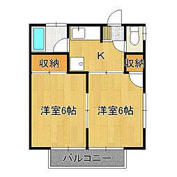 吉田ケ丘第2ハイツB 2Kの間取図画像