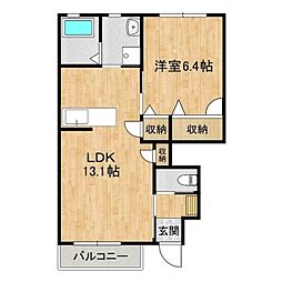 カーサヴェルデ 1LDKの間取図画像