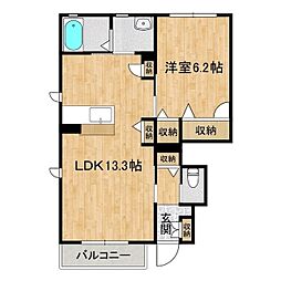 シャーメゾン桜1 1LDKの間取図画像