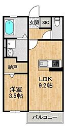 ラフテルII 1LDKの間取図画像