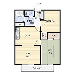 サンビレッジけやき台 2LDKの間取図画像