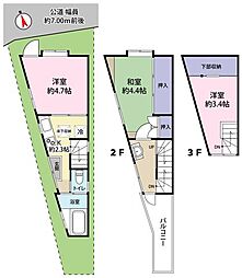 東新小岩3丁目　借地権付き中古戸建 3Kの間取り