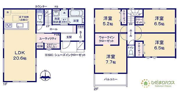 2階に4部屋あるので、パパの書斎やママの趣味の部屋も実現可能です(^O^)