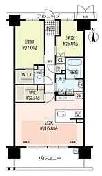 ローレルスクェア東花園 2LDKの間取図画像