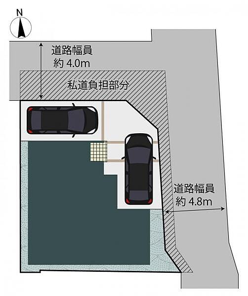 《 北東角地 》敷地面積約33坪＆駐車スペース2台分！