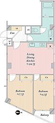 ライネスハイム柏 2LDKの間取図画像