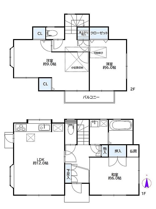 秦野市八沢中古戸建(3LDK)の間取り