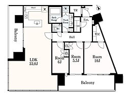 リビオタワー品川 3LDKの間取図画像