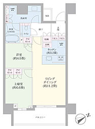 ザ・タワー横浜北仲 2LDKの間取図画像