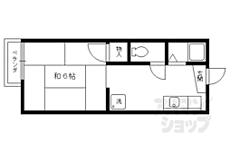シャルム衣笠 2階1Kの間取り