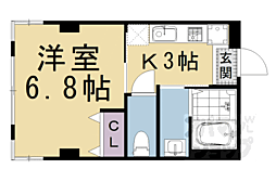京都市営烏丸線 烏丸御池駅 徒歩3分の賃貸マンション 5階1Kの間取り