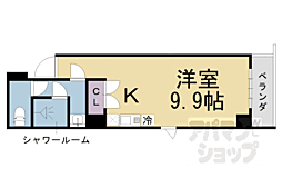 京都地下鉄東西線 京都市役所前駅 徒歩5分の賃貸マンション 5階ワンルームの間取り