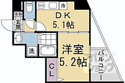阪急京都本線 西京極駅 徒歩10分の賃貸マンション 2階1DKの間取り