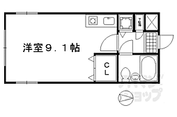京都市営烏丸線 丸太町駅 徒歩8分の賃貸マンション 2階1Kの間取り