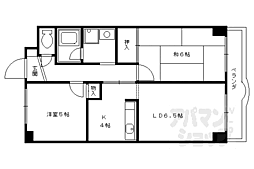 JR山陰本線 花園駅 徒歩7分の賃貸マンション 3階2LDKの間取り