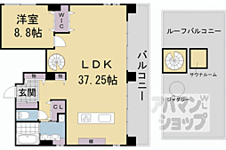 京都地下鉄東西線 太秦天神川駅 徒歩5分の賃貸マンション 5階1LDKの間取り