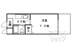 京福電気鉄道嵐山本線 車折神社駅 徒歩5分の賃貸アパート 1階1Kの間取り